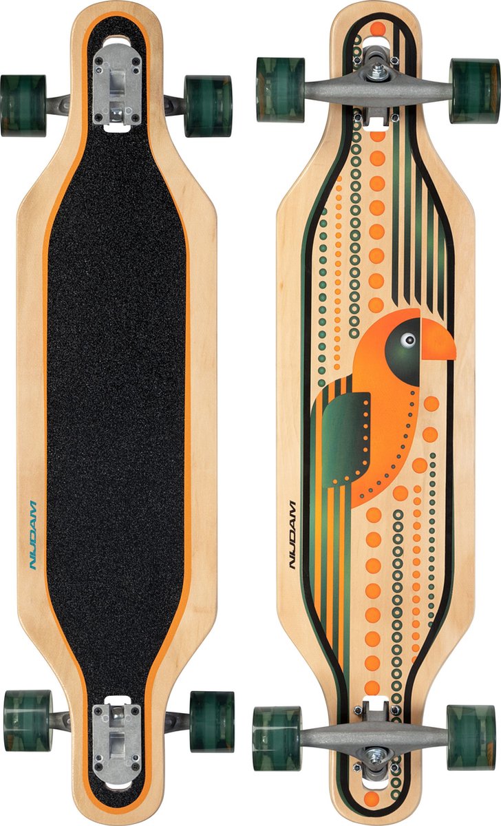 Nijdam longboard drop-through 36 - echo coco - drewno - czarny pomarańczowy