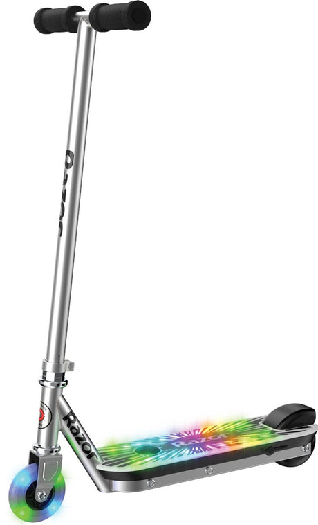 Razor color rave blast - hulajnoga elektryczna - szara - bateria litowa - oświetlenie LED - składana - do 100 kg - od 8 lat