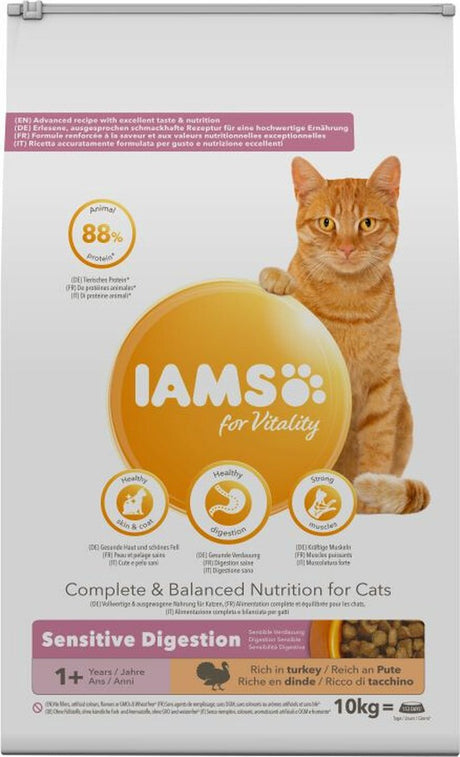 Iams kot dorosły, indyk o wrażliwym trawieniu, 10 kg