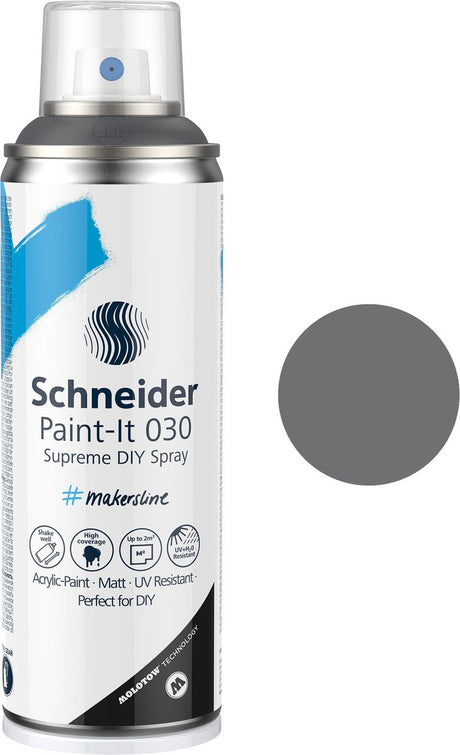 Schneider Stationery Schneider farba w sprayu - paint-it 030 - farba w sprayu do samodzielnego montażu - farba akrylowa - 200ml - ciemnoszary - s-ml03050003