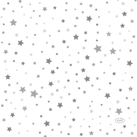 Serwetki Duni srebrny stardust 24 x 24 cm | 12 sztuk