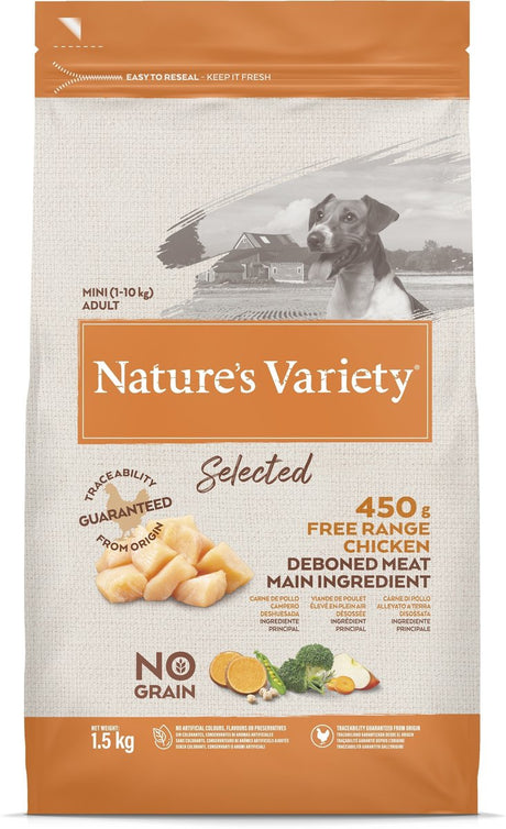 Karma dla psów Natures - mini kurczak z wolnego wybiegu 1,5 kg - bez zbóż, z naturalnych składników, dla małych ras