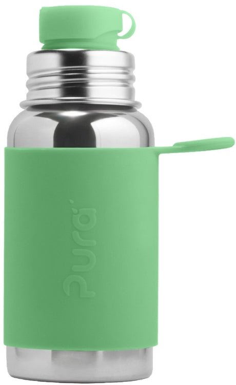 Butelka sportowa Pura 550 ml - butelka do picia - butelka na wodę - nie zawiera plastiku - nie rdzewieje - można myć w zmywarce - zawiera sportowy rękaw i sportową czapkę - wymienna górna część - wszechstronność - mech