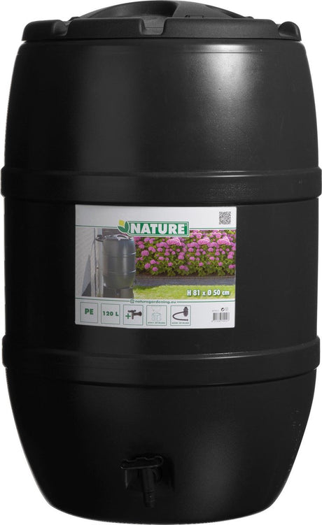 Nature - beczka na deszczówkę - 120l - h81 x ø51cm - czarna