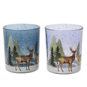 Decoris theelichthouder hert ø7cmx8.2cm glas 2 assorti