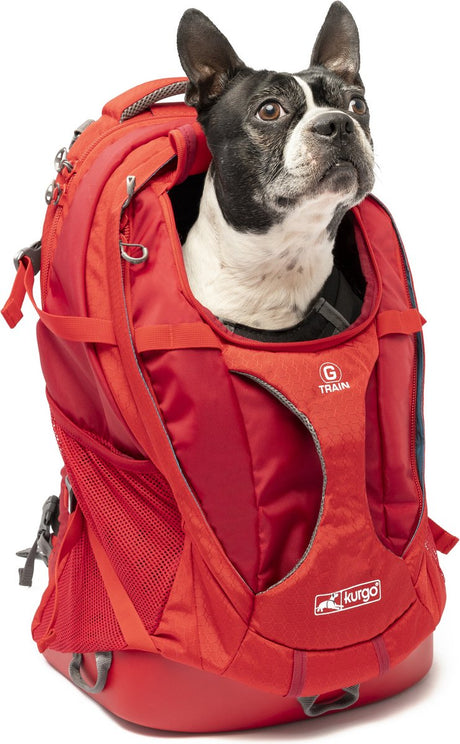 Wygodny plecak dla psa Kurgo dla małych psów z różnymi schowkami - dla psów do 11 kg - g-train k9 - czerwony lub czarny - 33x53x25cm - - g-train k9 pack - chili red