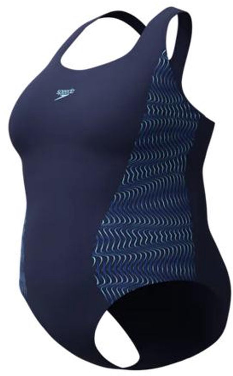 Speedo plus size placement medalist jednoczęściowy damski strój kąpielowy - granatowy