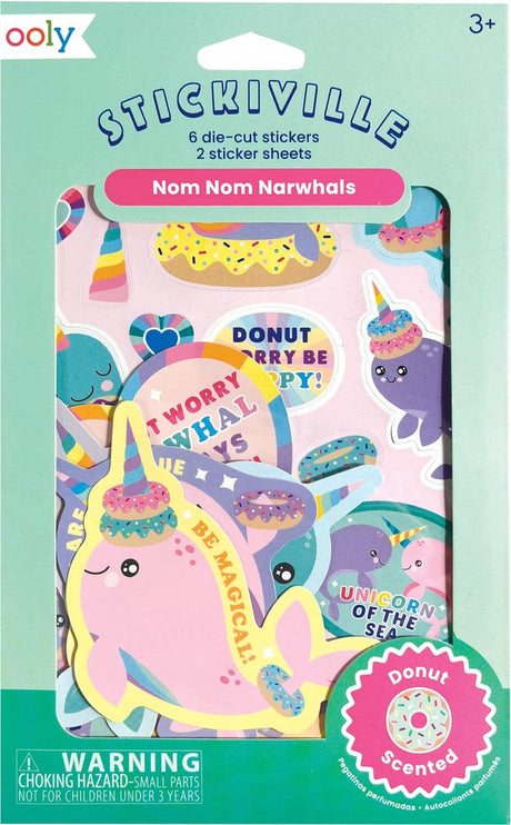 Ooly - stickiville - nom nom narwhals - naklejki o zapachu pączków