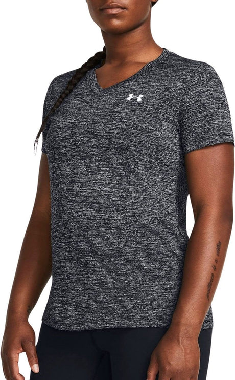 Damska koszulka sportowa Under Armour tech ssv - twist - czarno - biała