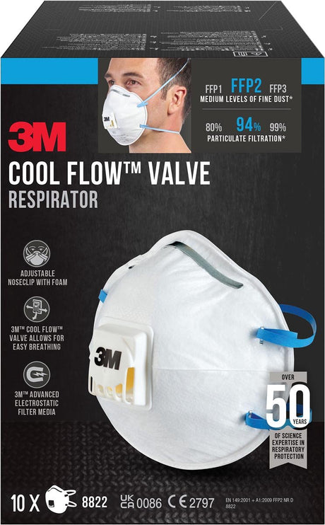 Maska przeciwpyłowa 3m Cool Flow, ffp2, z zaworem, opakowanie 10 szt
