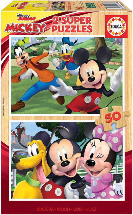 Educa - puzzle - 2 x 50 elementów - drewno - przyjaciele Miki