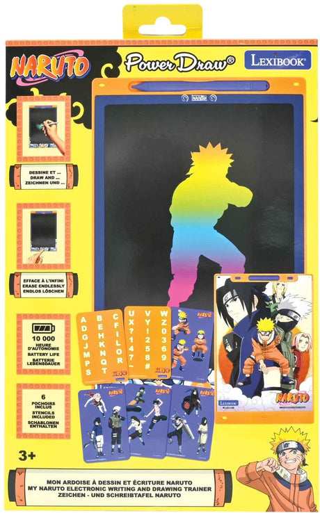 Lexibook naruto 11'' wielokolorowy tablet e-atramentowy do nauki i rysowania z szablonami