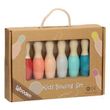 Drewniany zestaw do gry w kręgle dla dzieci - pastel