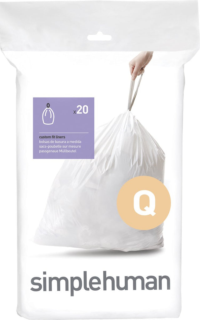 Worki na odpady Simplehuman code q - 65 litrów - 20 sztuk - ze sznurkiem - białe