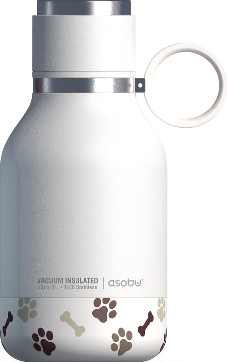 Asobu hondendrinkfles met kom - 1000ml rvs - wit