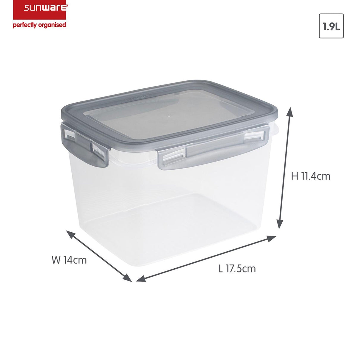 Zestaw zamrażarek Sunware Club Kitchen z klipsami, 2 sztuki, 1,9 l, przezroczysty, szary
