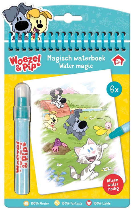 Bambolino woezel pip waterkleurboek - 6 pagina's - herbruikbaar - met hervulbare waterpen - peuter en kleuter speelgoed - knutselen - voor meisjes en jongens - vanaf 2 jaar - speelgoed kinderen - toys