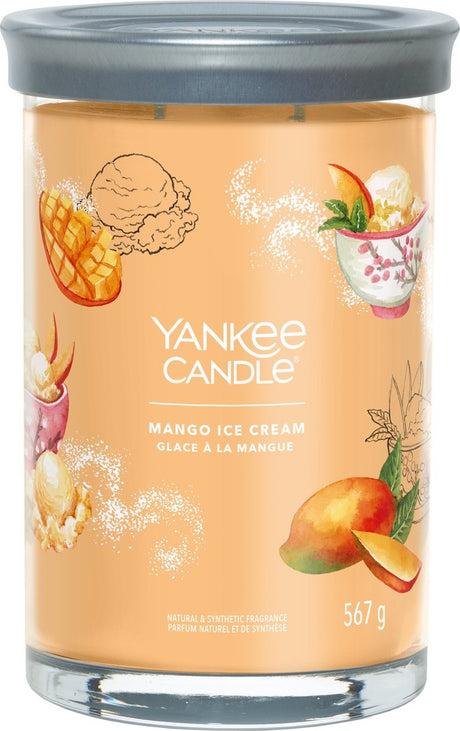 Yankee Candle - mango ice cream duża świeca zapachowa w szklance - 100 godzin palenia - dwa knoty