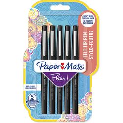Cienkopis papierowy flair 0,7 mm czarny 5 sztuk