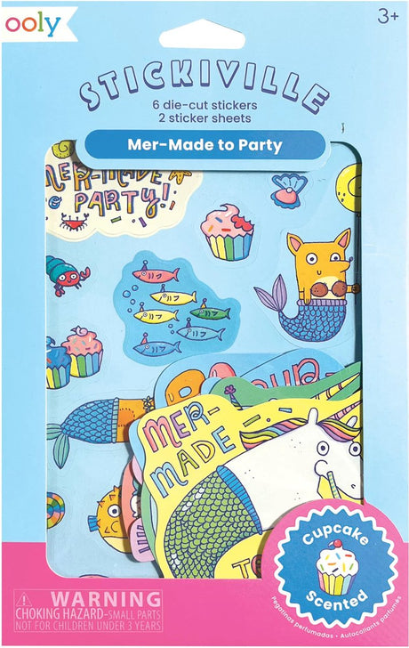 Ooly - naklejki stickiville: mermade to party - zapachowe (2 arkusze po 6 wykrojników)