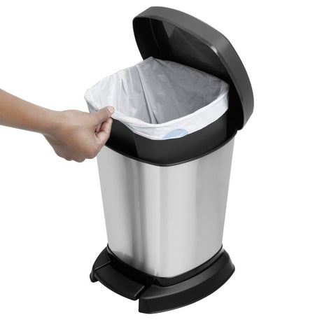 Kosz na śmieci z pedałem Rotho Paso 6l, srebrny, metaliczny
