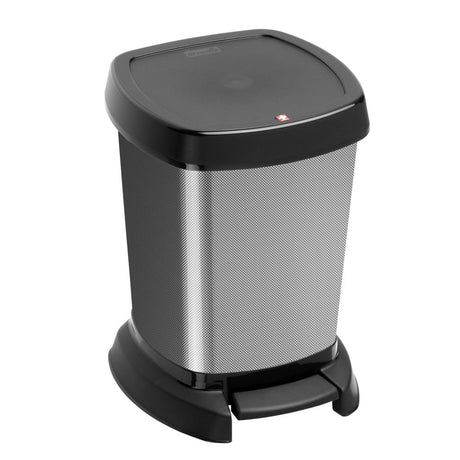 Kosz na śmieci z pedałem Rotho Paso, 6 l, karbonowy, metaliczny