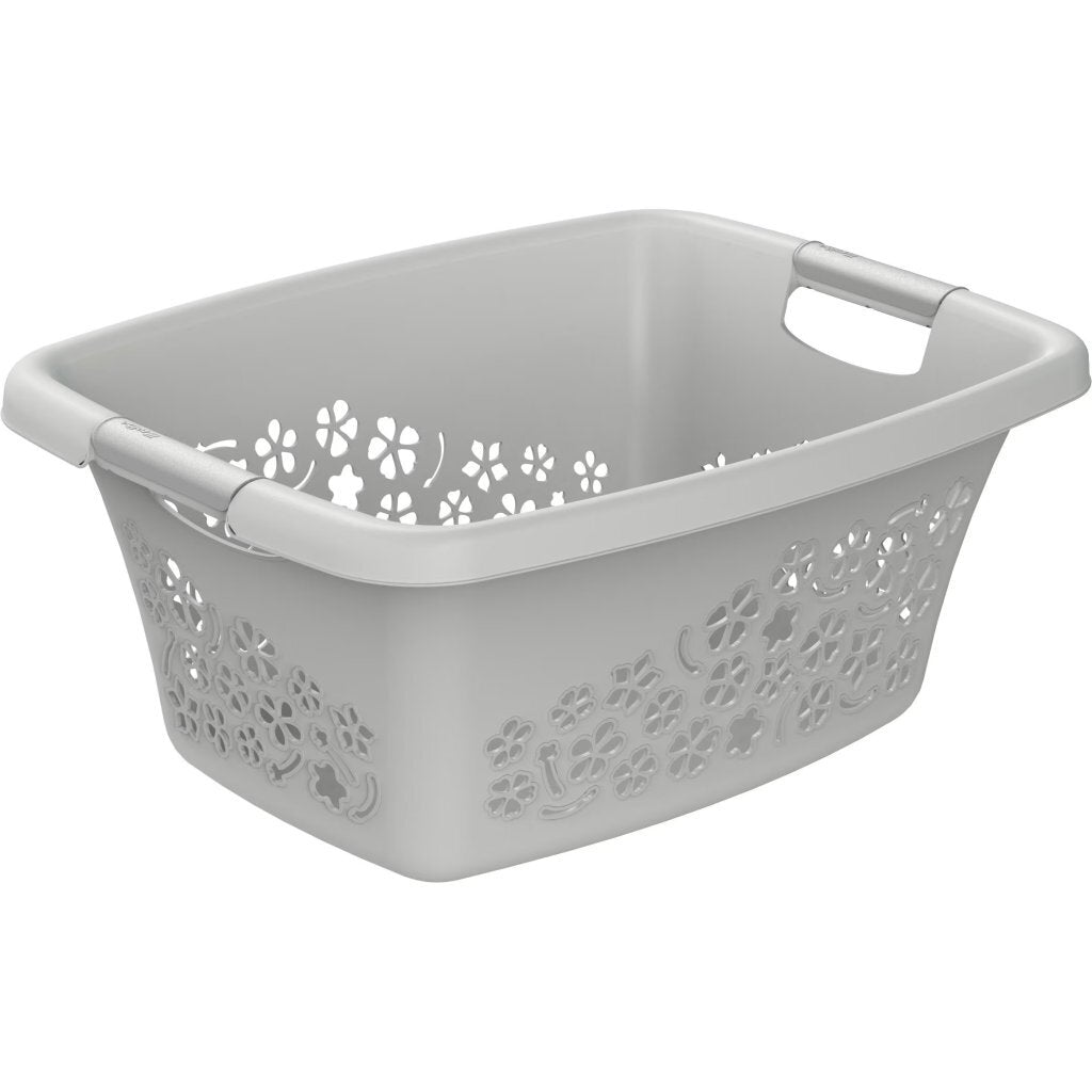 Kosz na bieliznę Rotho Flowers 25l w kolorze chłodnej szarości