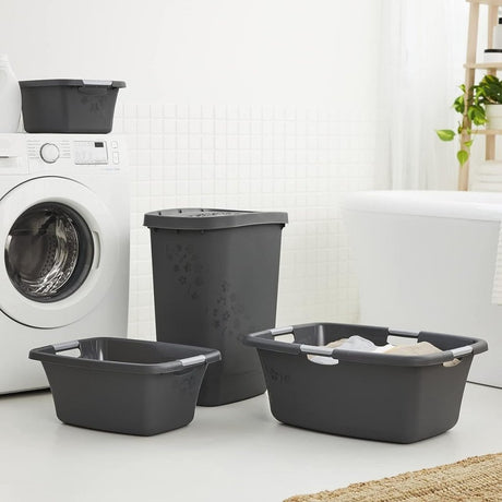 Kosz na bieliznę Rotho Flowers 12l, antracyt