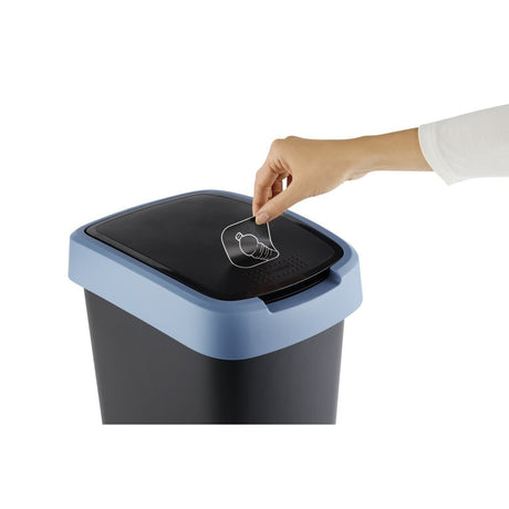 Rotho twist swing - kosz na śmieci 10 l z uchylną pokrywą - pojemnik na odpady recyklingowe - bez BPA - czarny granatowy