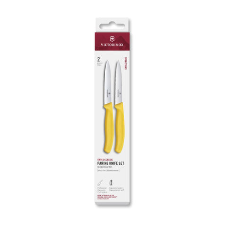 Nóż do obierania Victorinox 2 sztuki, gładki, ząbkowany, żółty