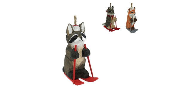 Migros hanger hout dier op ski 6 x 4 x 9,5 cm 3 assorti