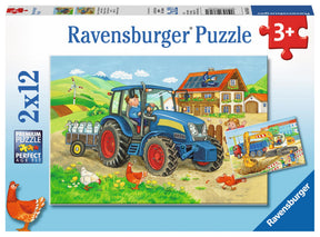 Puzzle Ravensburger na budowie i farmie - 2x12 elementów - puzzle dla dzieci