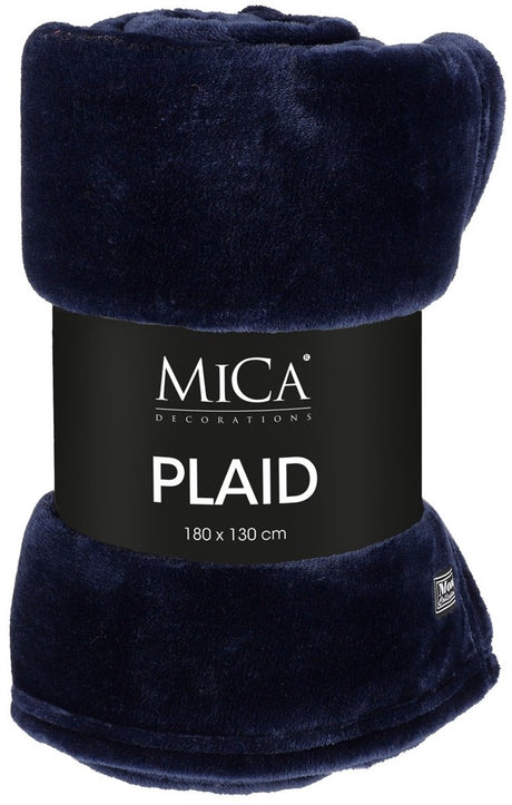 Mica decorations famke fleece plaid - l180 x b130 cm - donkerblauw