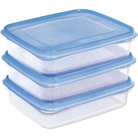 Zestaw zamrażarek Sunware Club Kitchen 0,7 litra przezroczysty niebieski zestaw 3 sztuk 17,5x14x4,4cm