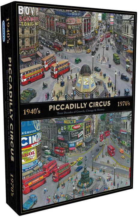 Gibsons - Piccadilly circus przez dziesięciolecia (autor: bryan evans) - 1000 elementów 49×68cm (szer.×wys.) - układanka dla dorosłych