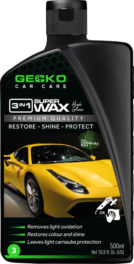 Gecko car care gecko polijstmiddel 3-in-1 + carnuba fles 500ml
