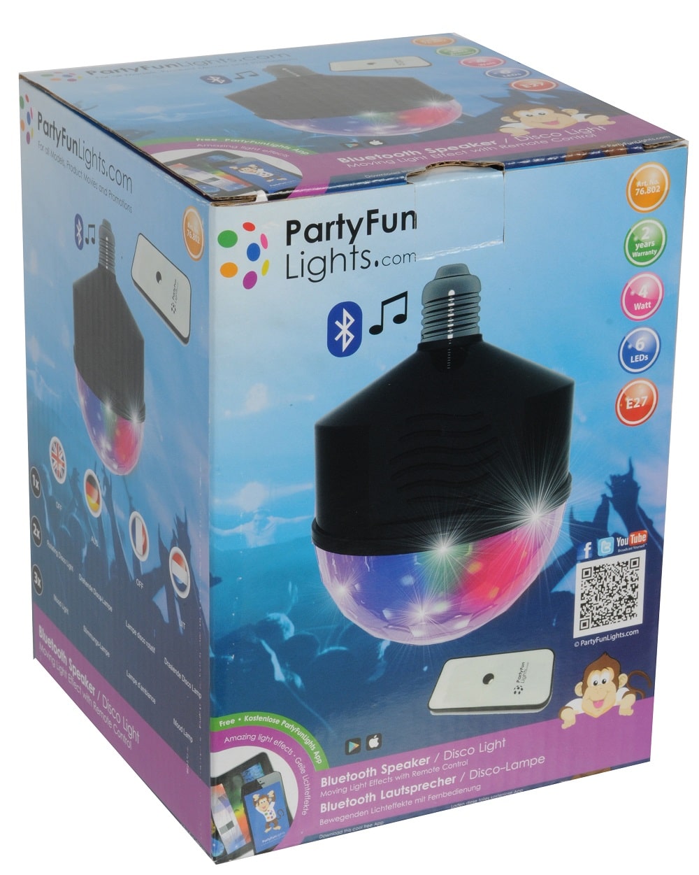 Kotronic Party Fun Light Disco Ball z Bluetooth i głośnikiem