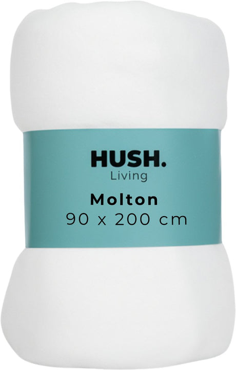 Hush. living hush living molton matrasbeschermer - 80% katoen 20% polyester - uitstekende vochtopname - vormvast - comfort en duurzame bescherming - 90x200x30cm