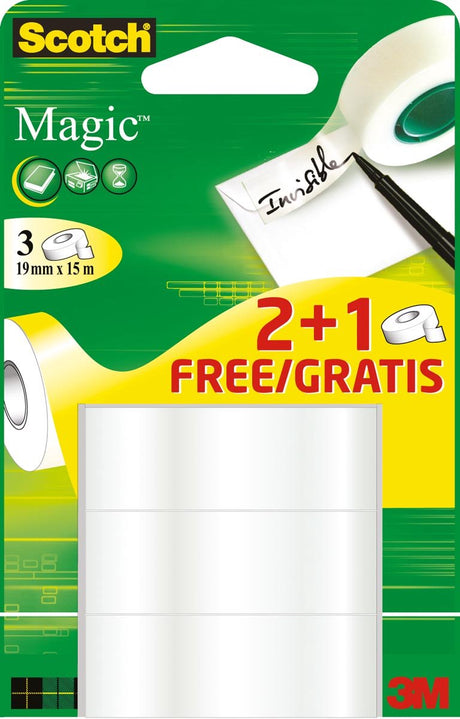 Taśma samoprzylepna Scotch magic 19mmx15m 2+1 gratis niewidoczna 3 rolki