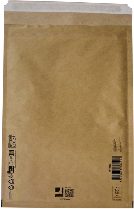 Koperty bąbelkowe Q-connect, brązowe, 7 g, 250 x 350 mm, opakowanie 100 sztuk