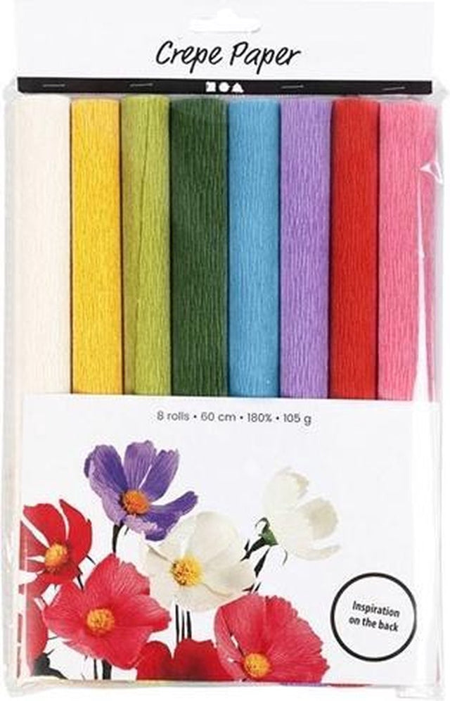 Papier krepowy firmy Creativ w odcieniach podstawowych 8 sztuk 25x60 cm