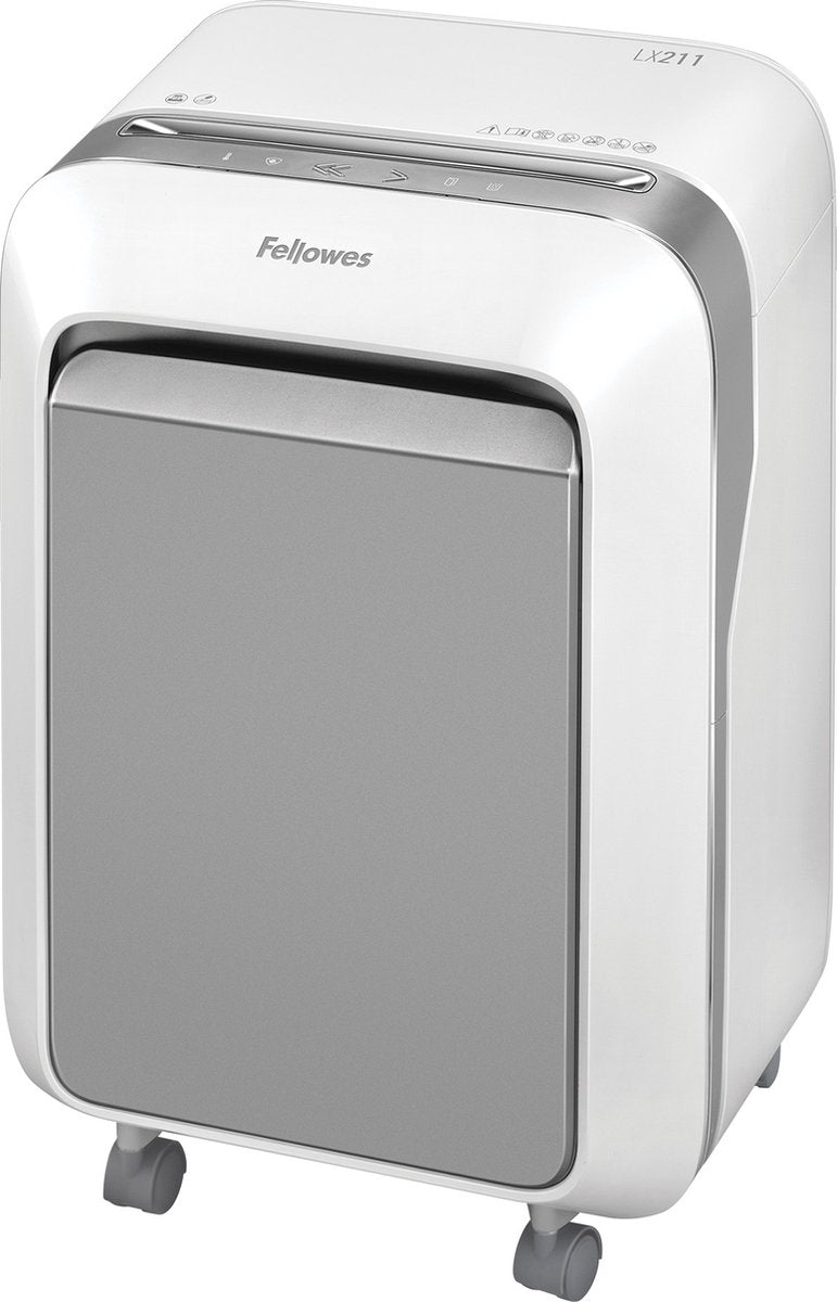 Fellowes powershred lx211 - niszczarka do papieru - 15 arkuszy - 100% odporna na zacięcia - micro-cut p5 - 23l - biała