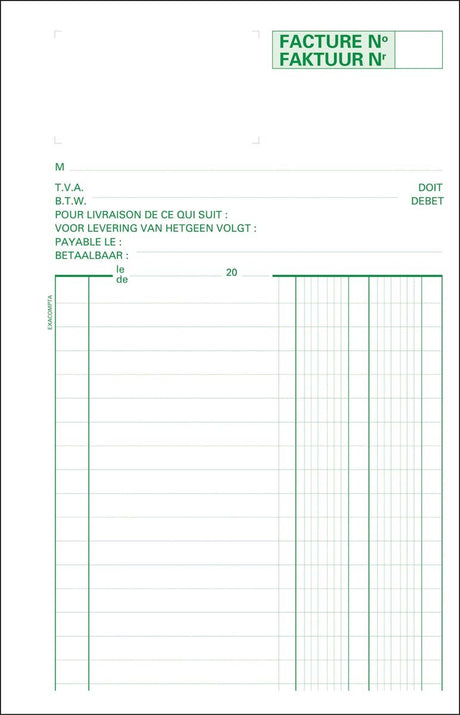 Exacompta faktury rejestracyjne 53280x 13,5x21cm duplikat nl fr