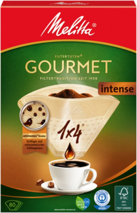 Melitta - papierowe filtry do kawy 1x4 - Gourmet Intensywne - 80 sztuk