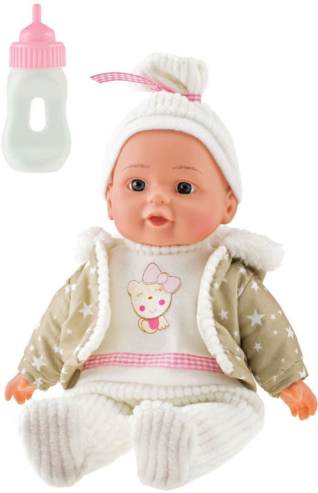 TOI-TOYS Urocze zimowe ubrania i butelka Baby Babypop
