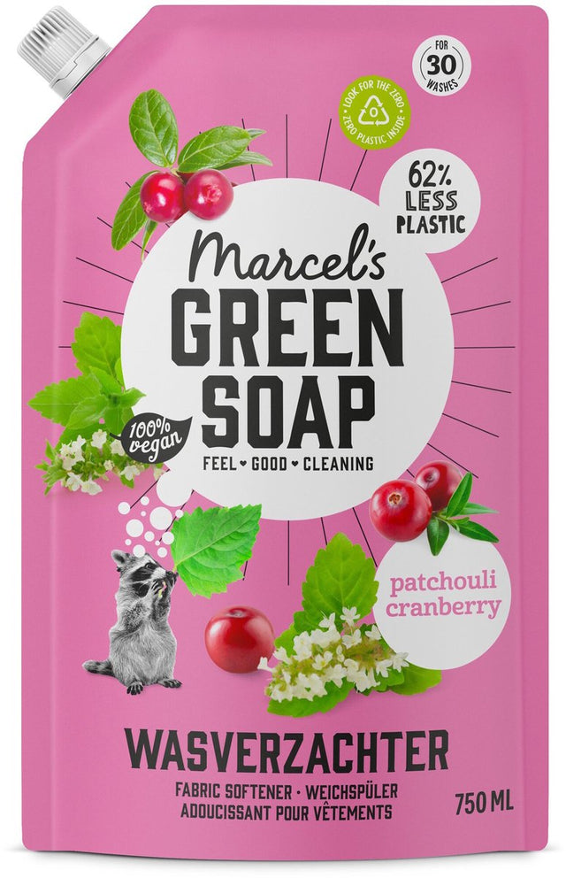 Marcel's green soap wasverzachter patchouli cranberry navulling - 750 ml
