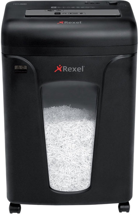 Niszczarka Rexel Mercury Rem820 - mikro strzępy p5 - do 8 arkuszy - 21l - czarna