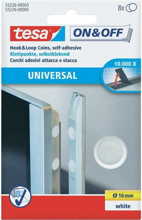 Tesa on off 55226-03-00 Punkty na rzepy do mocowania części z haczykiem i pętelką (ø) 16 mm biały 8 par