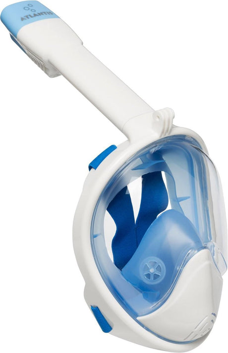 Maska do snorkelingu Atlantis 2.0 - okulary do nurkowania - fajka - zestaw do snorkelingu - maska pełnotwarzowa - dorośli - biało-niebieski - L XL