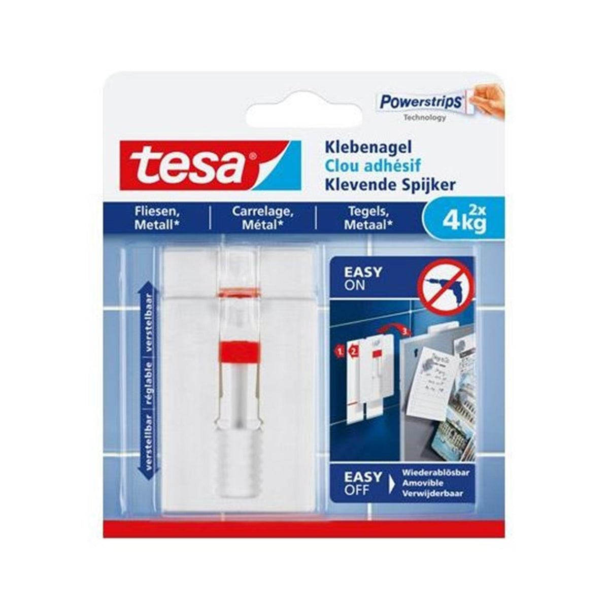 Regulowane samoprzylepne płytki do paznokci Tesa, metalowe 2x4kg